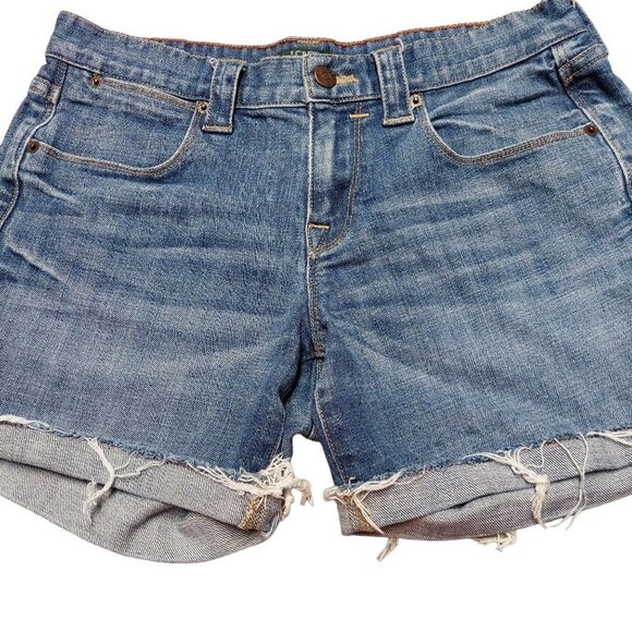 J. Crew Women's Blue Denim Cut Off Fringe Hem Shorts - Picture 2 of 6